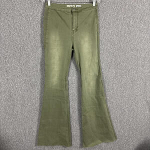 Free People Women's Size 28 Green Stretch Denim Super Flare Jeans